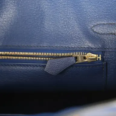 HERMÈS Pre-owned Hermes Birkin 25 Bleu Saphir Taurillion Novillo and Bleu Marine Matte Alligator Touch Rose Gold Hardware | Thumbnail 9