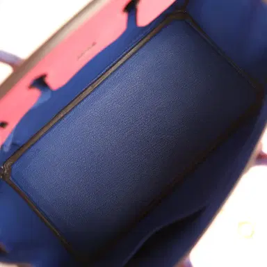 HERMÈS Pre-owned Hermes Special Order (HSS) Birkin 25 Rose Azalee and Bleu Electric Epsom Gold Hardware | Thumbnail 8