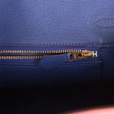HERMÈS Pre-owned Hermes Special Order (HSS) Birkin 25 Rose Azalee and Bleu Electric Epsom Gold Hardware | Thumbnail 9