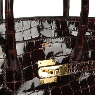 HERMÈS Vintage Hermes Birkin 35 Havane Shiny Porosus Crocodile Gold Hardware | Thumbnail 7 HERMÈS Vintage Hermes Birkin 35 Havane Shiny Porosus Crocodile Gold Hardware | Thumbnail 7