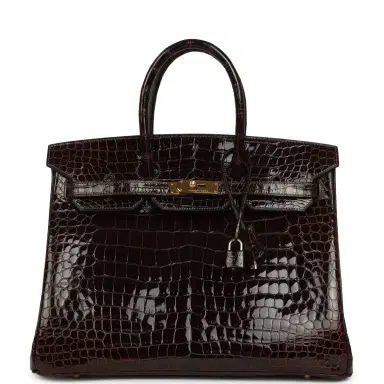 HERMÈS Vintage Hermes Birkin 35 Havane Shiny Porosus Crocodile Gold Hardware | Thumbnail 1 HERMÈS Vintage Hermes Birkin 35 Havane Shiny Porosus Crocodile Gold Hardware | Thumbnail 1