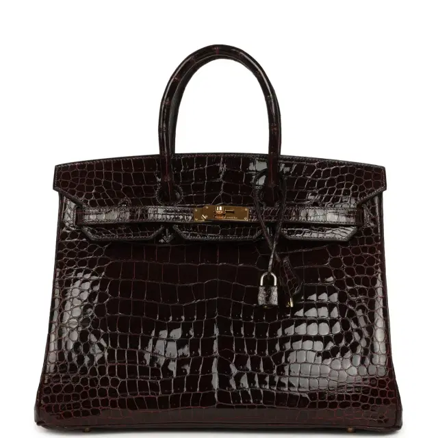 hermes Vintage Hermes Birkin 35 Havane Shiny Porosus Crocodile Gold Hardware