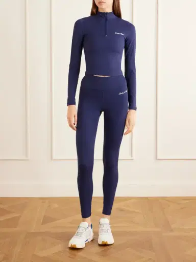 Sporty & Rich Logo-appliquéd Cropped Stretch-jersey Half-zip Jacket | Thumbnail 2 Sporty & Rich Logo-appliquéd Cropped Stretch-jersey Half-zip Jacket | Thumbnail 2