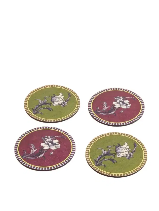 La DoubleJ Set Of Four Painted Wood Coasters