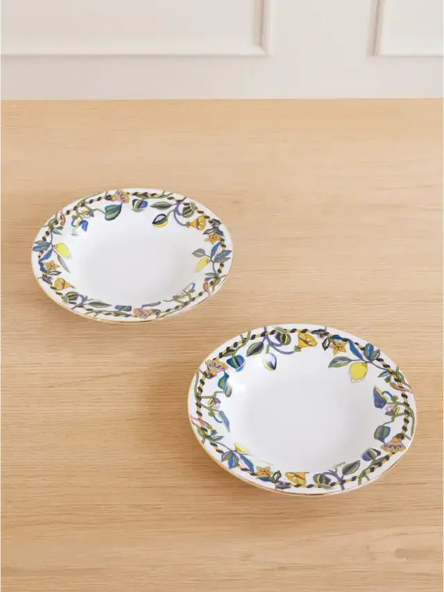 La DoubleJ Set Of Two Painted Porcelain Soup Plates