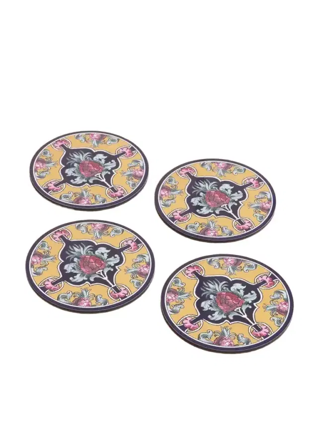 La DoubleJ Set Of Four Painted Wood Coasters