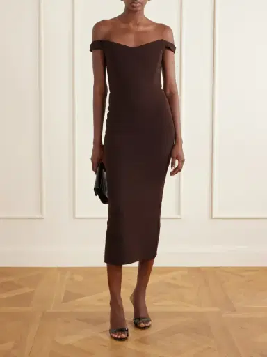 Alex Perry Off-the-shoulder Crepe Midi Dress | Thumbnail 2 Alex Perry Off-the-shoulder Crepe Midi Dress | Thumbnail 2