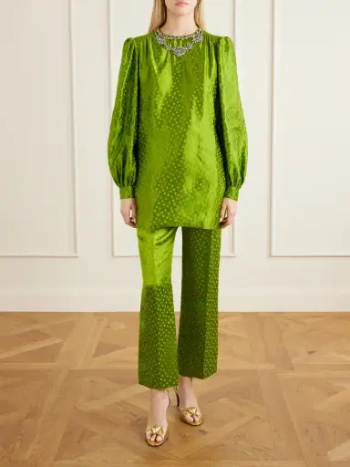 Valentino Garavani Polka-dot Jacquard Linen And Silk-blend Straight-leg Pants | Thumbnail 2