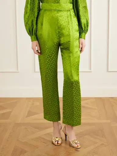 Valentino Garavani Polka-dot Jacquard Linen And Silk-blend Straight-leg Pants | Thumbnail 3