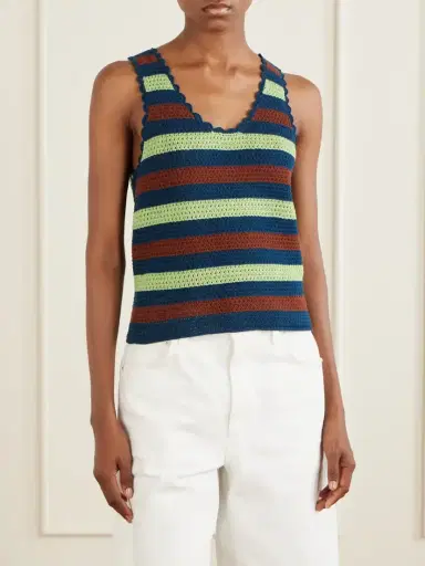 ESCVDO Santos Striped Crocheted Cotton Tank | Thumbnail 3 ESCVDO Santos Striped Crocheted Cotton Tank | Thumbnail 3