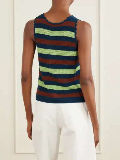 ESCVDO Santos Striped Crocheted Cotton Tank | Thumbnail 4 ESCVDO Santos Striped Crocheted Cotton Tank | Thumbnail 4