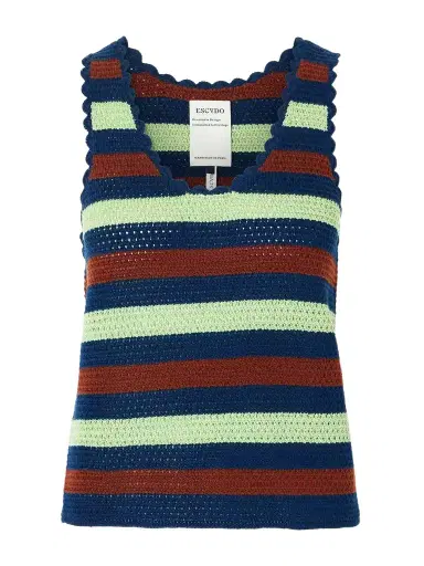 ESCVDO Santos Striped Crocheted Cotton Tank | Thumbnail 1 ESCVDO Santos Striped Crocheted Cotton Tank | Thumbnail 1