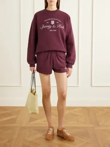 Sporty & Rich Syracuse Logo-embroidered Cotton-fleece Shorts | Thumbnail 2