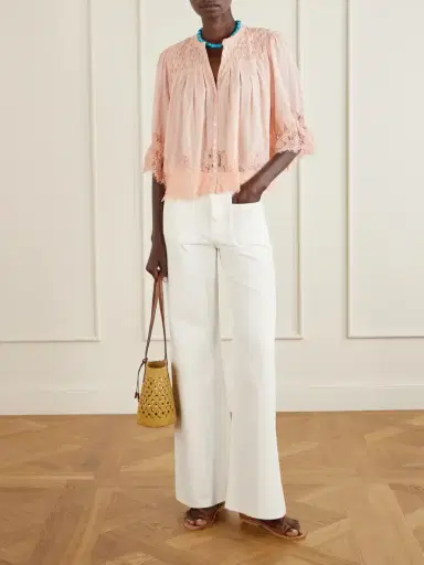 Rixo Erika Shirred Lace-trimmed Cotton-voile Blouse | Thumbnail 2 Rixo Erika Shirred Lace-trimmed Cotton-voile Blouse | Thumbnail 2