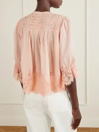 Rixo Erika Shirred Lace-trimmed Cotton-voile Blouse | Thumbnail 4 Rixo Erika Shirred Lace-trimmed Cotton-voile Blouse | Thumbnail 4