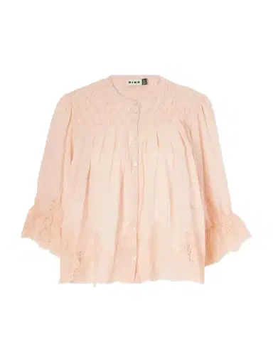 Rixo Erika Shirred Lace-trimmed Cotton-voile Blouse | Thumbnail 1 Rixo Erika Shirred Lace-trimmed Cotton-voile Blouse | Thumbnail 1