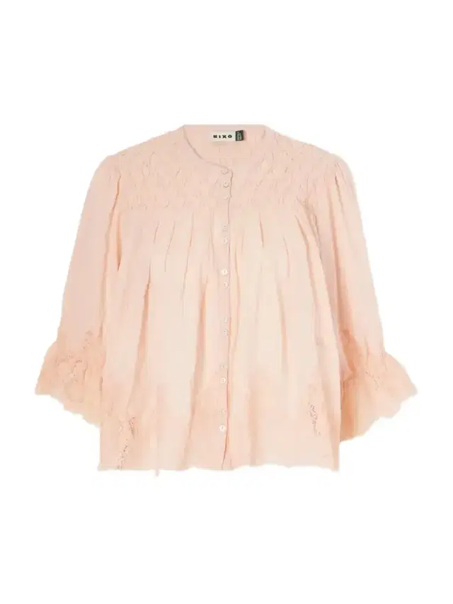 Rixo Erika Shirred Lace-trimmed Cotton-voile Blouse