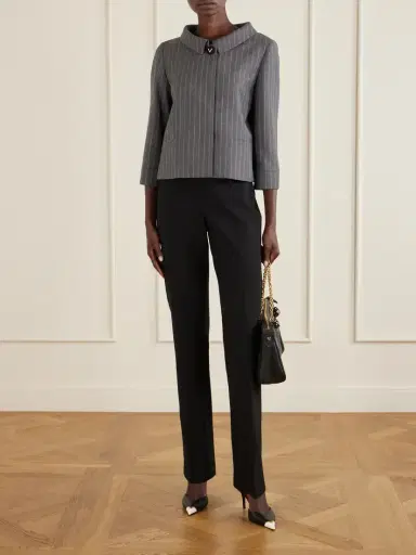 Valentino Garavani Striped Wool Grain De Poudre Jacket | Thumbnail 2 Valentino Garavani Striped Wool Grain De Poudre Jacket | Thumbnail 2