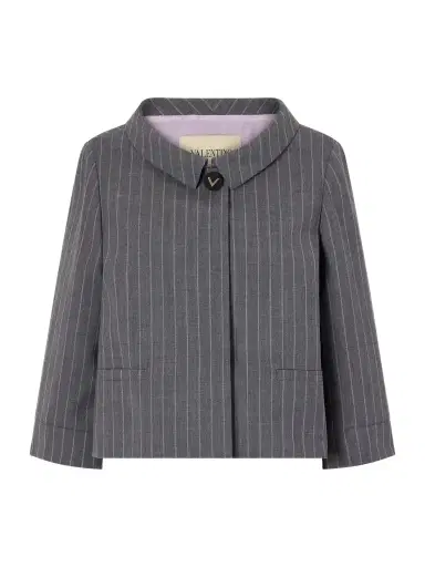 Valentino Garavani Striped Wool Grain De Poudre Jacket | Thumbnail 1 Valentino Garavani Striped Wool Grain De Poudre Jacket | Thumbnail 1