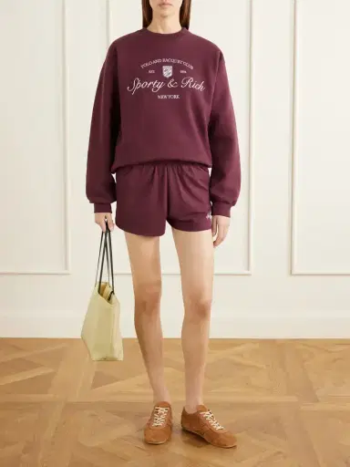 Sporty & Rich Syracuse Embroidered Cotton-jersey Sweater | Thumbnail 2
