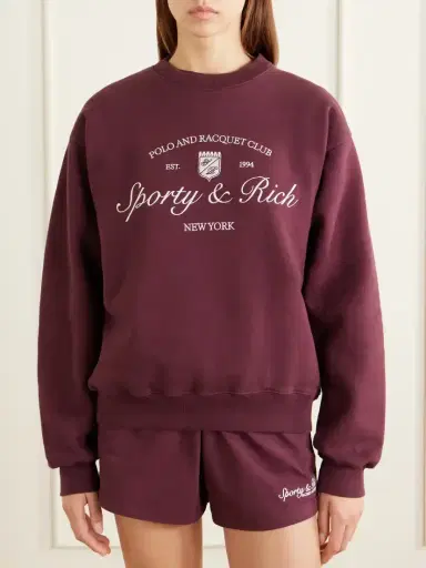 Sporty & Rich Syracuse Embroidered Cotton-jersey Sweater | Thumbnail 3