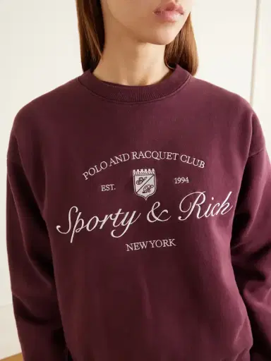 Sporty & Rich Syracuse Embroidered Cotton-jersey Sweater | Thumbnail 5