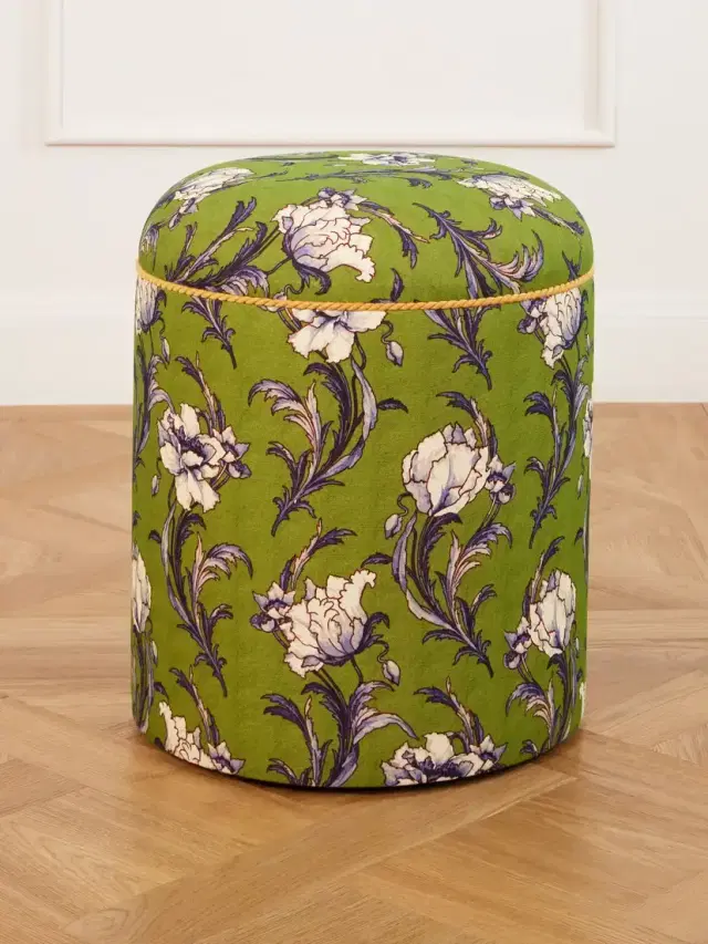 La DoubleJ Babà Floral-printed Canvas Pouf