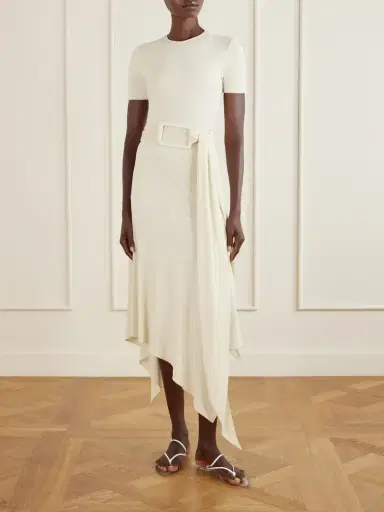 Alaïa Asymmetrical Belted Jersey Midi Dress | Thumbnail 2