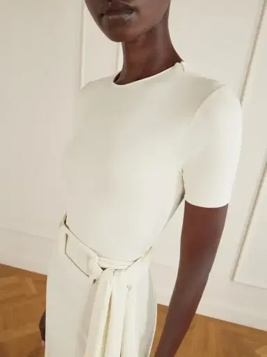 Alaïa Asymmetrical Belted Jersey Midi Dress | Thumbnail 4