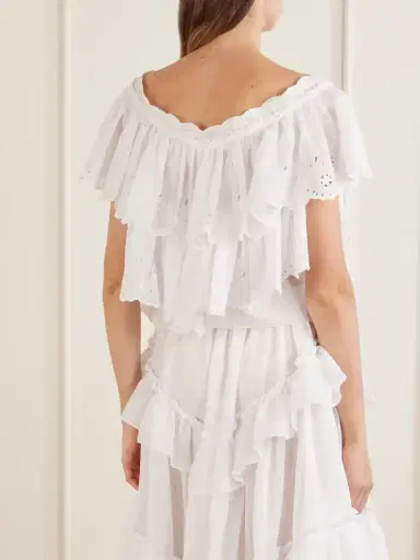 Chloé Cropped Ruffled Broderie Anglaise Cotton Top | Thumbnail 3 Chloé Cropped Ruffled Broderie Anglaise Cotton Top | Thumbnail 3