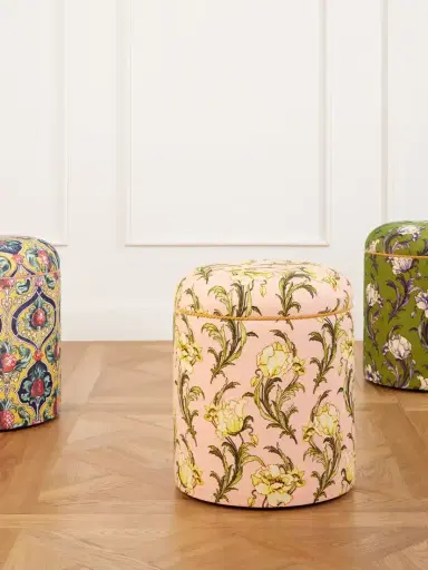 La DoubleJ Baba' Printed Canvas Pouf | Thumbnail 2