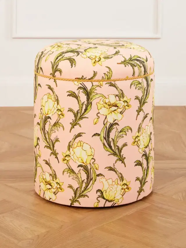 La DoubleJ Baba' Printed Canvas Pouf