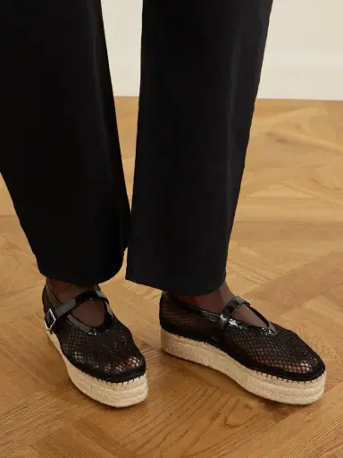 Alaïa Buckled Mesh Platform Espadrille Sandals | Thumbnail 2
