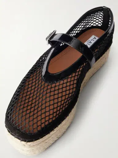 Alaïa Buckled Mesh Platform Espadrille Sandals | Thumbnail 5