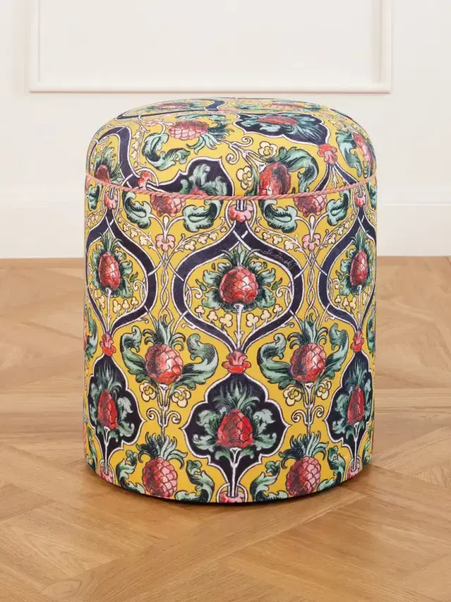 La DoubleJ Babà Printed Canvas Pouf