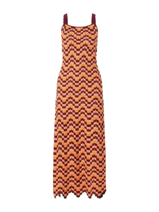 ESCVDO Marea Striped Crocheted Cotton Maxi Dress