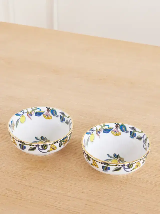 La DoubleJ Set Of Two Gold-plated Porcelain Snack Bowls