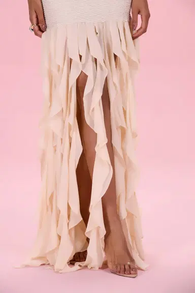 PatBo GOLDEN KNIT CHIFFON MAXI DRESS | Thumbnail 3 PatBo GOLDEN KNIT CHIFFON MAXI DRESS | Thumbnail 3