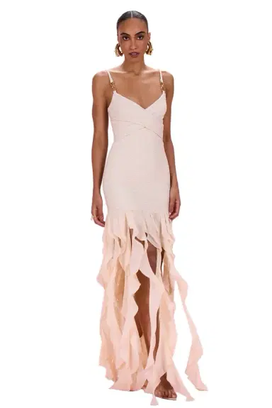 PatBo GOLDEN KNIT CHIFFON MAXI DRESS | Thumbnail 1 PatBo GOLDEN KNIT CHIFFON MAXI DRESS | Thumbnail 1