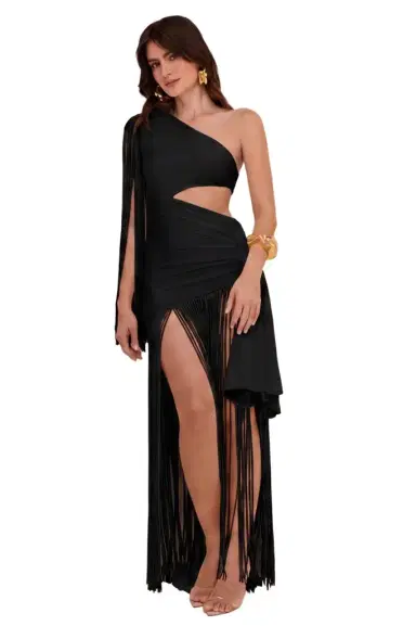 PatBo LYRIA JERSEY FRINGE CUT OUT DRESS | Thumbnail 1 PatBo LYRIA JERSEY FRINGE CUT OUT DRESS | Thumbnail 1