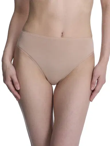 Natori Women's Bliss Bare Cotton High Cut Brief - Cafe - Size XS | Thumbnail 1