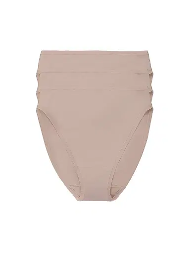 Natori Women's Bliss Bare Cotton High Cut Brief 3-Pack - Cafe - Size XS | Thumbnail 1