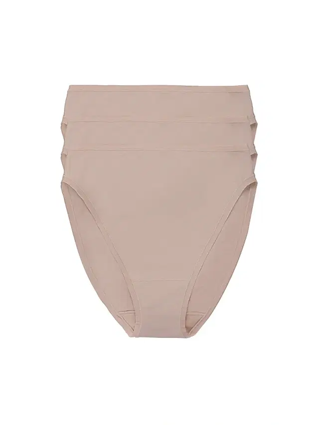 Natori Women's Bliss Bare Cotton High Cut Brief 3-Pack - Cafe