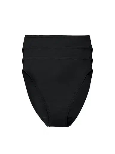 Natori Women's Bliss Bare Cotton High Cut Brief 3-Pack - Black - Size XS | Thumbnail 1