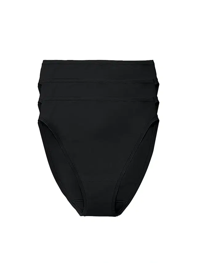 Natori Women's Bliss Bare Cotton High Cut Brief 3-Pack - Black