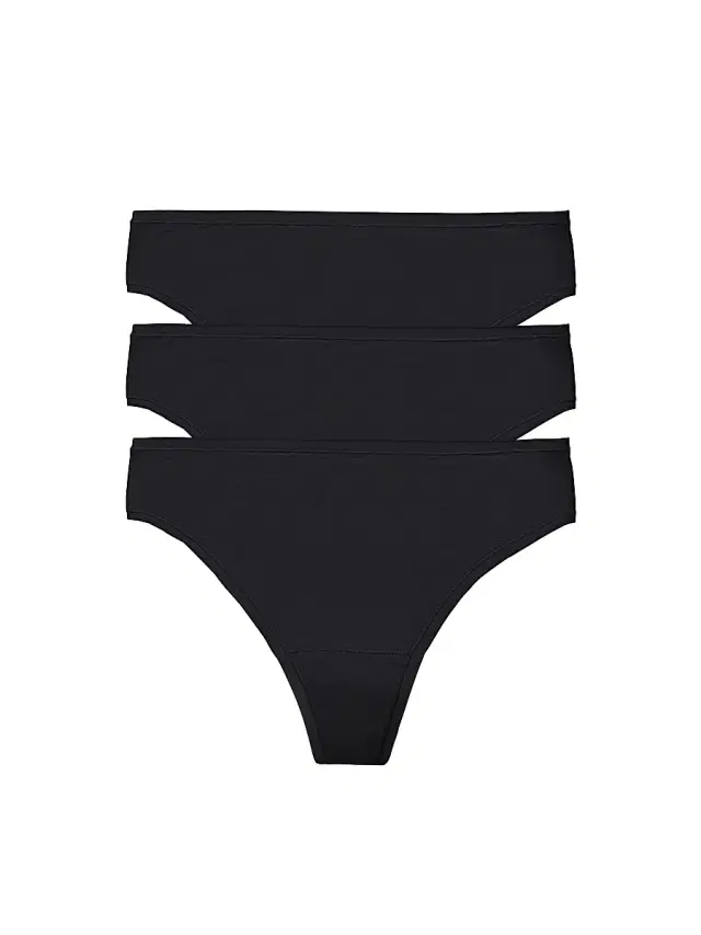 Natori Women's Bliss Bare Cotton Thong 3-Pack - Black