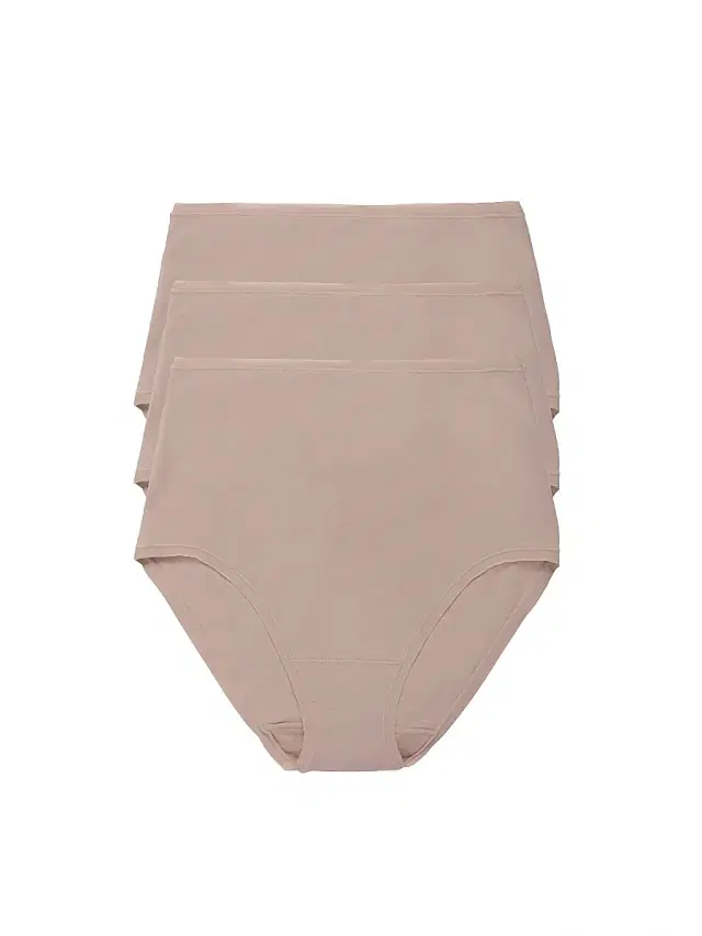 Natori Women's Bliss Bare Cotton High Waist Brief 3-Pack - Cafe