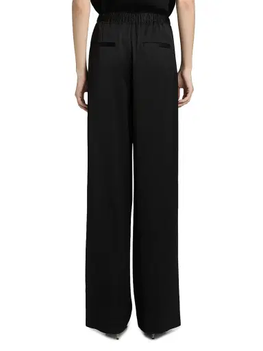 Vince Women's Lace-Trim Satin Wide-Leg Pants - Black - Size XXS | Thumbnail 5
