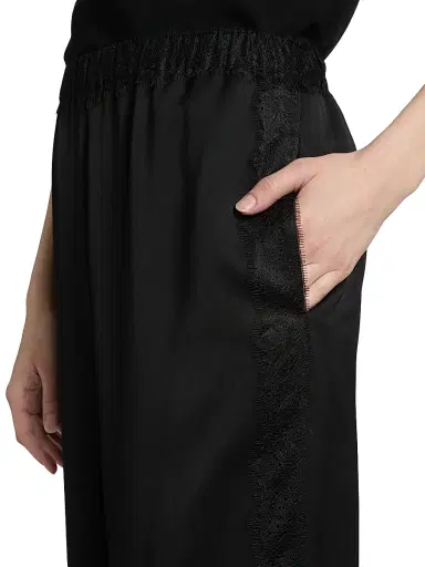 Vince Women's Lace-Trim Satin Wide-Leg Pants - Black - Size XXS | Thumbnail 6