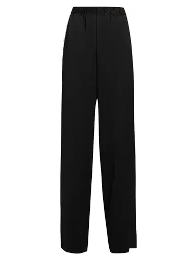 Vince Women's Lace-Trim Satin Wide-Leg Pants - Black - Size XXS | Thumbnail 1